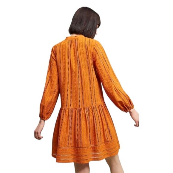 Anthtopologie x Shoshanna Marta tunic Dress 3/4 Sleeve in Mango sz 4 AS IS - Picture 4 of 16
